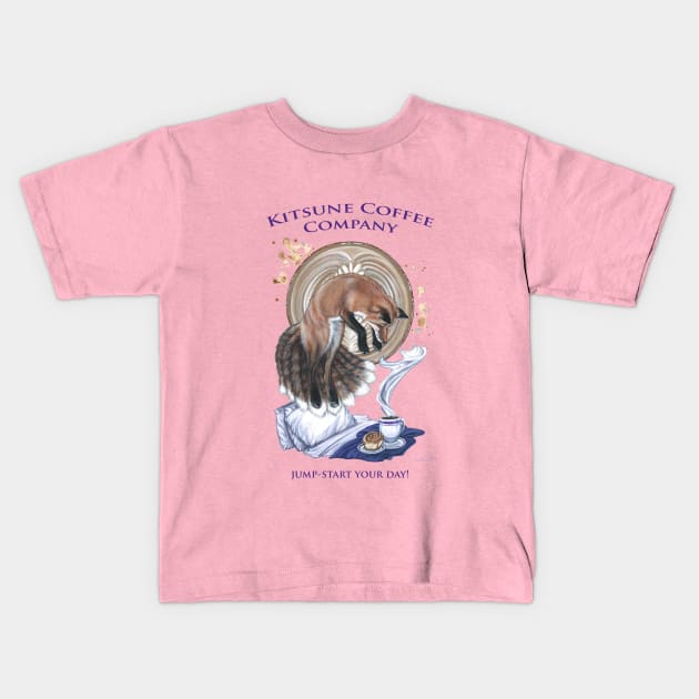 Kitsune Coffee Company Kids T-Shirt by ardenellennixon